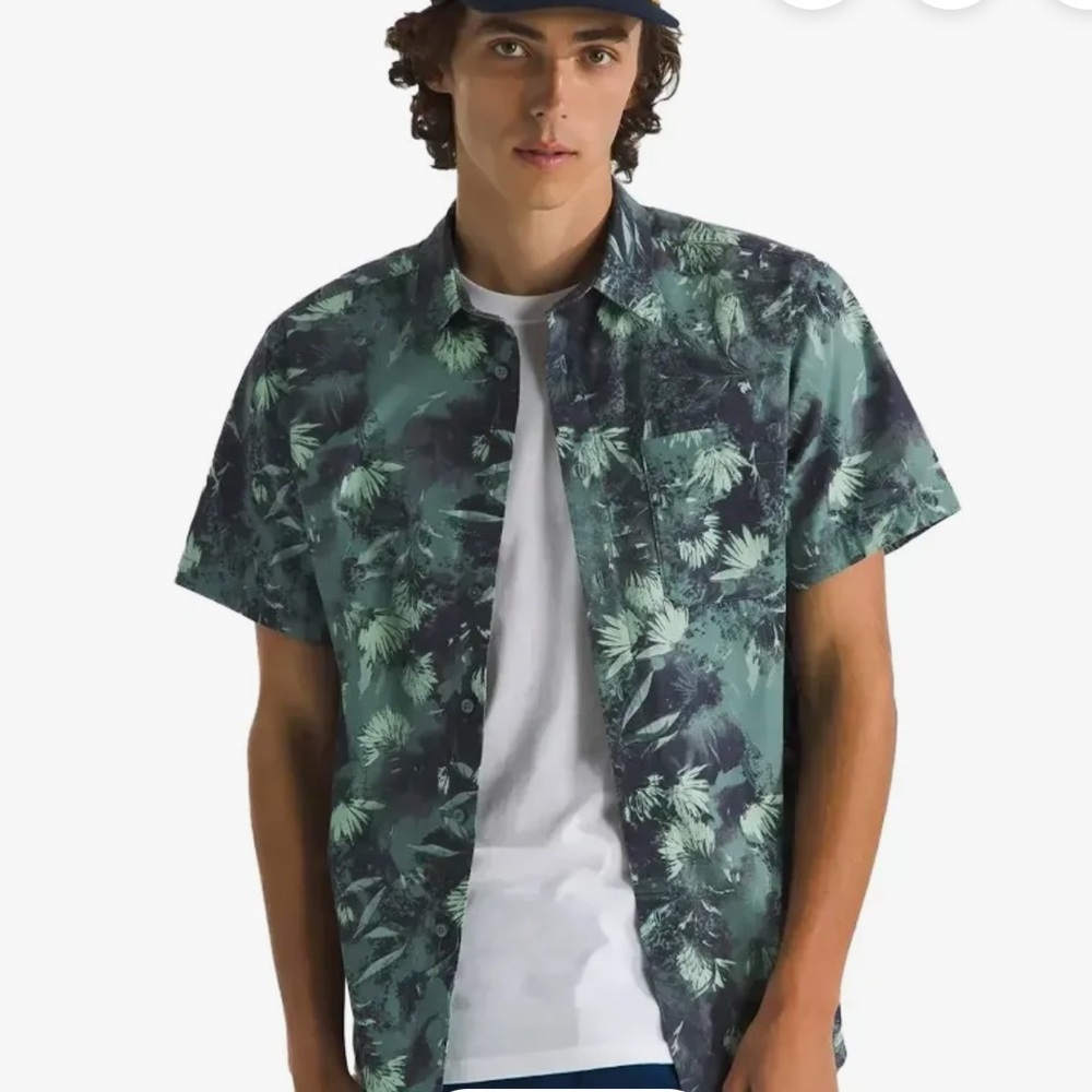 NWT The North Face Men’s Small Baytrail Pattern Shirt Duck Green Prairie Flowers